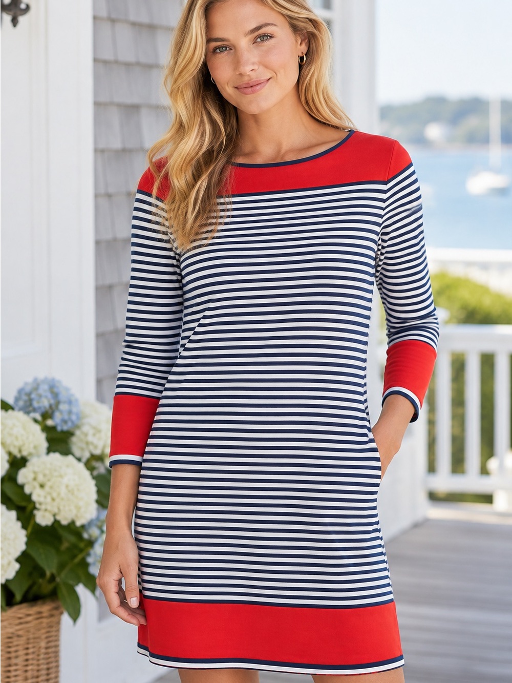 Sail to Sable 100% Cotton Striped Nautical Dress – Size XS